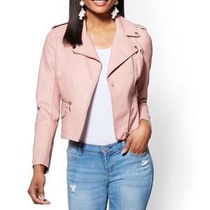 New York & Company Pink Moto Jacket Faux Leather